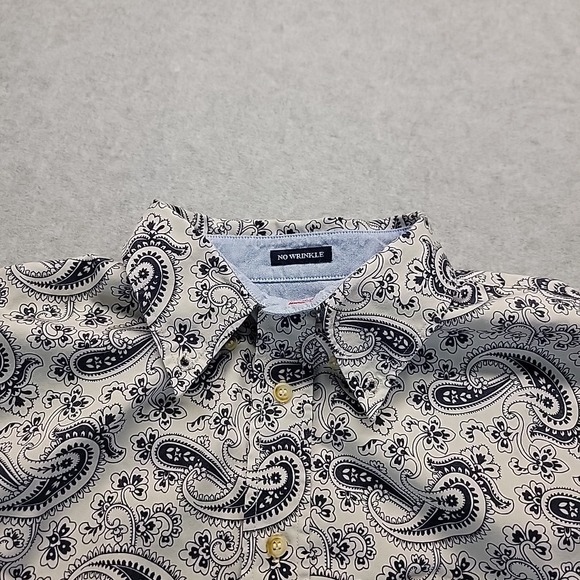 Bugle Boy‎ Classics Men's Large Paisley Short Sleeve Button Up Shirt No Wrinkle - Picture 5 of 8